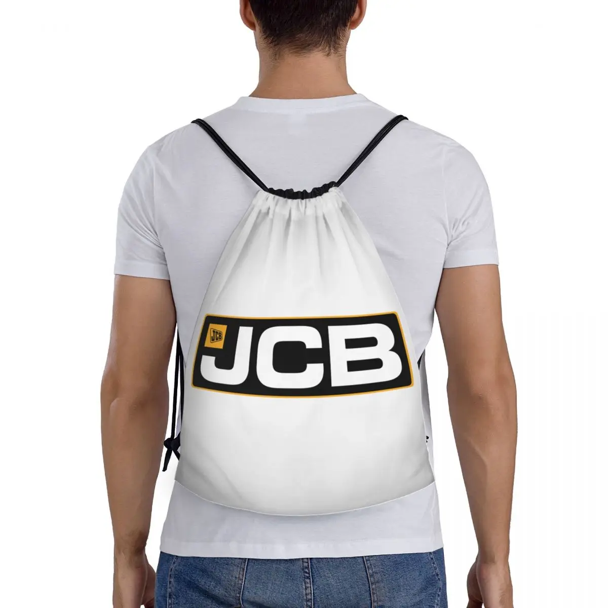 JCB Drawstring Backpack Sports Gym Bag for Men Women Shopping Sackpack