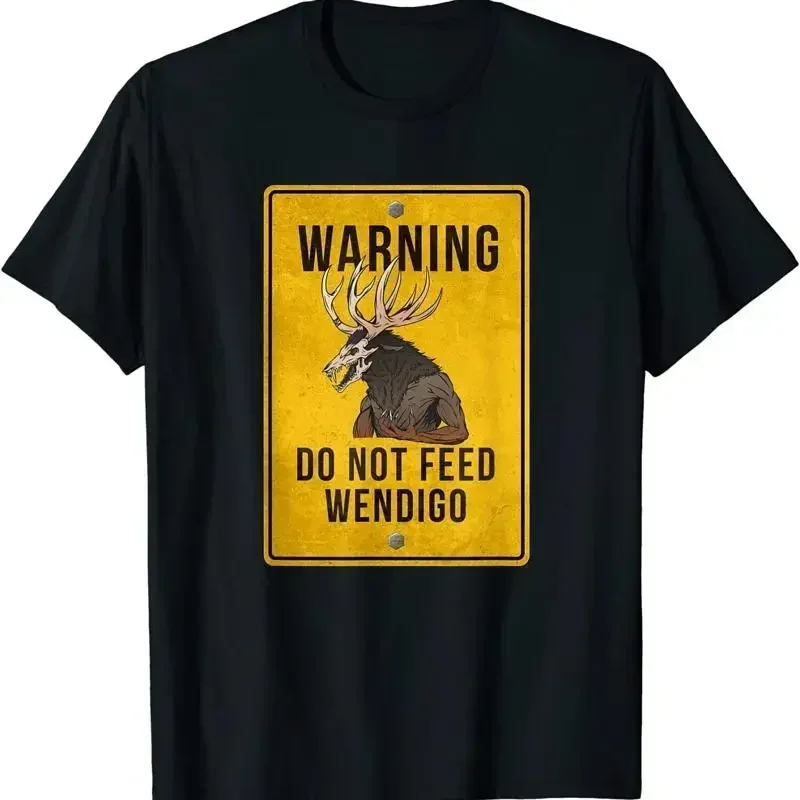 New Limited Wendigo Cryptid Do Not Feed Warning Sign T Shirt
