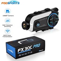 Fodsports FX30C Pro Motorcycle Intercom with Camera DVR Bluetooth Helmet Headset 2 Rider Music Share Video Record Moto Headphone