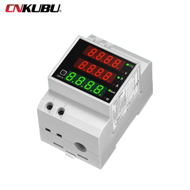 D52-2047 Household Smart Meter Power Meter Voltage Current Factor Detector Digital Display Rail 6 in 1