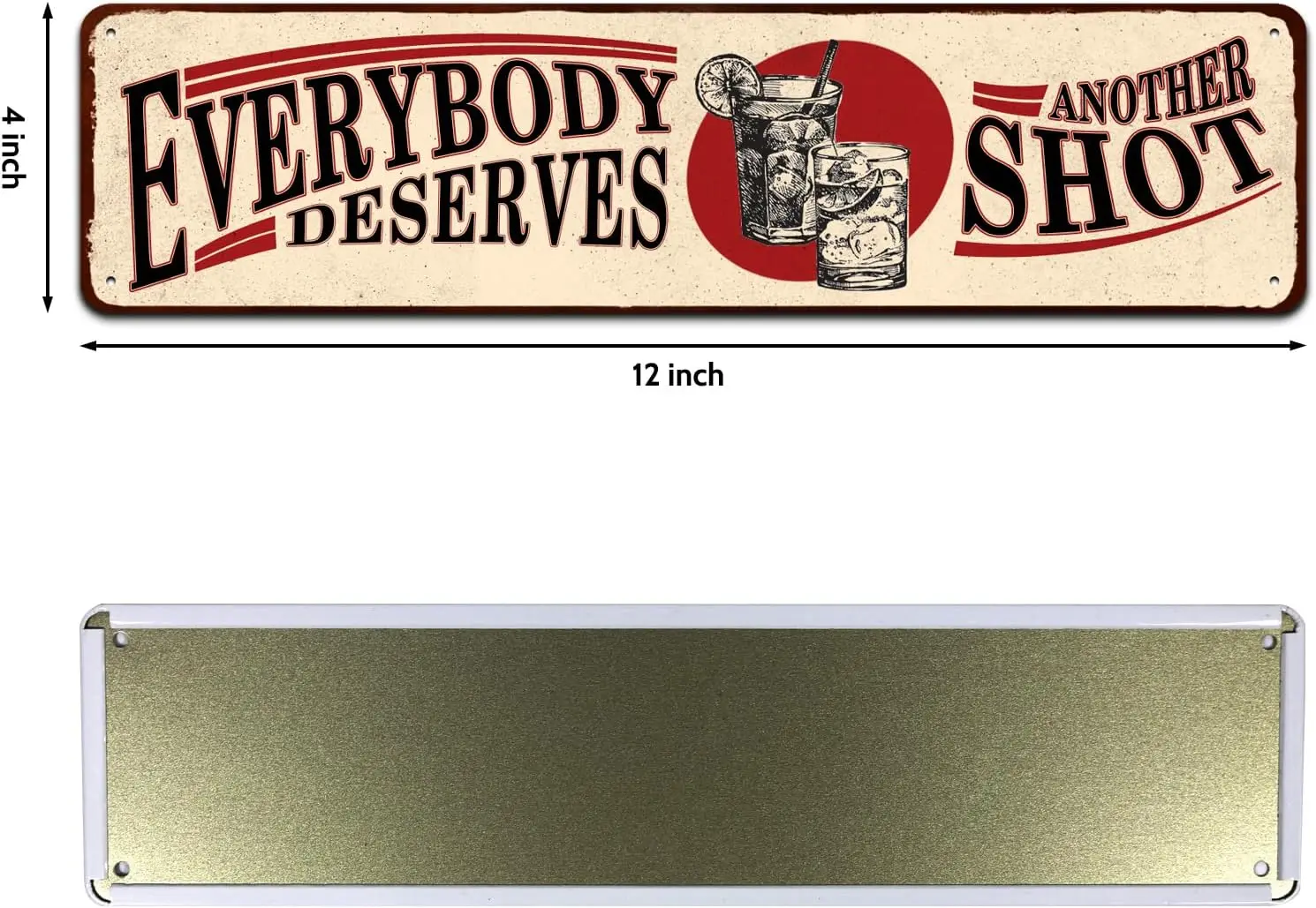 Vintage Wall Decor with Funny Quote, Everybody Deserves Another Shot Tin Sign, Nostalgic Unique Metal Wall Decor, Funny Bar Sign