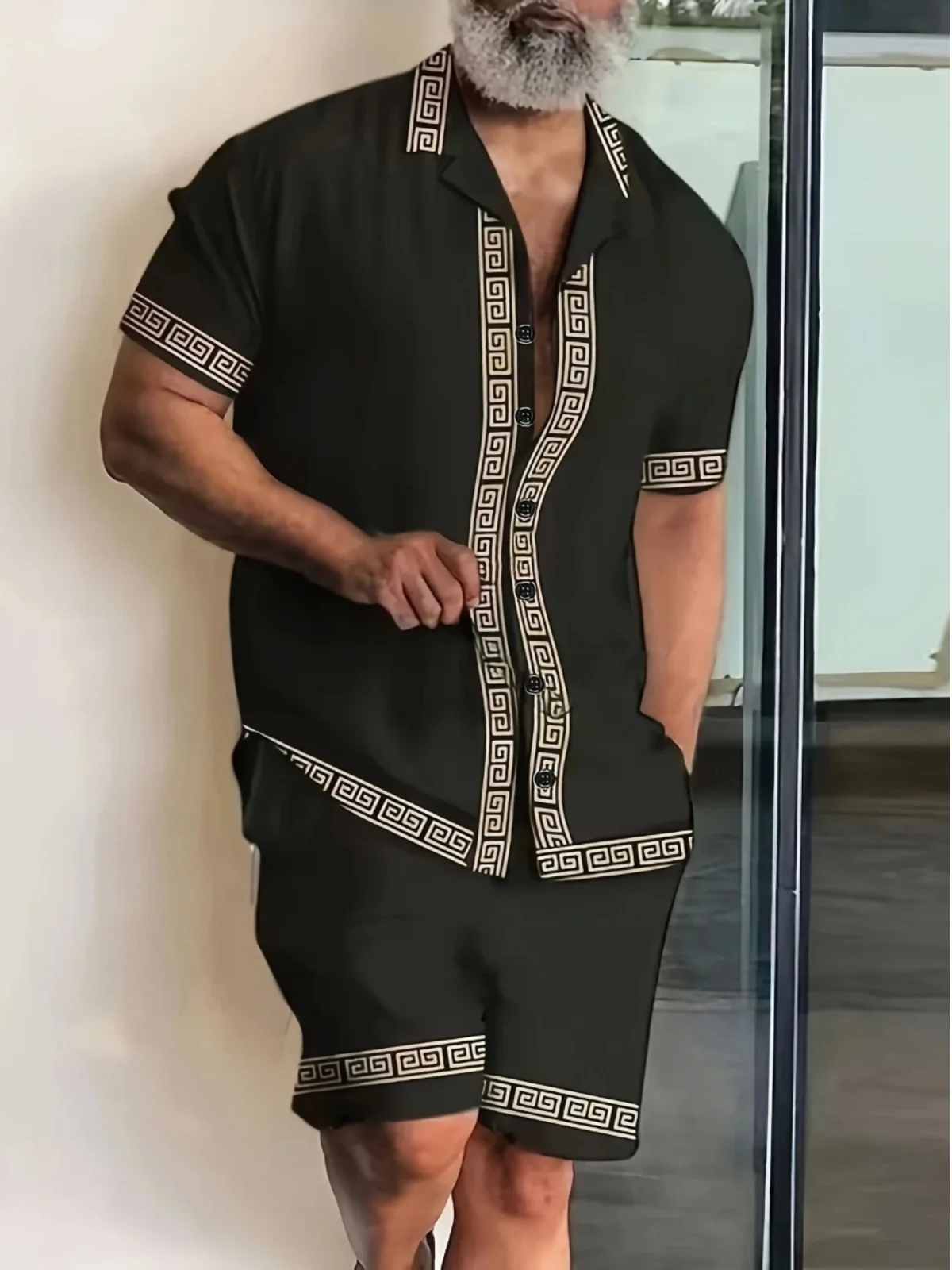 

Loose Printed Men's irt orts Set Summer Casual Sportswear Comfortable Breathable Lightweight Easy to Wear Chinese Brand