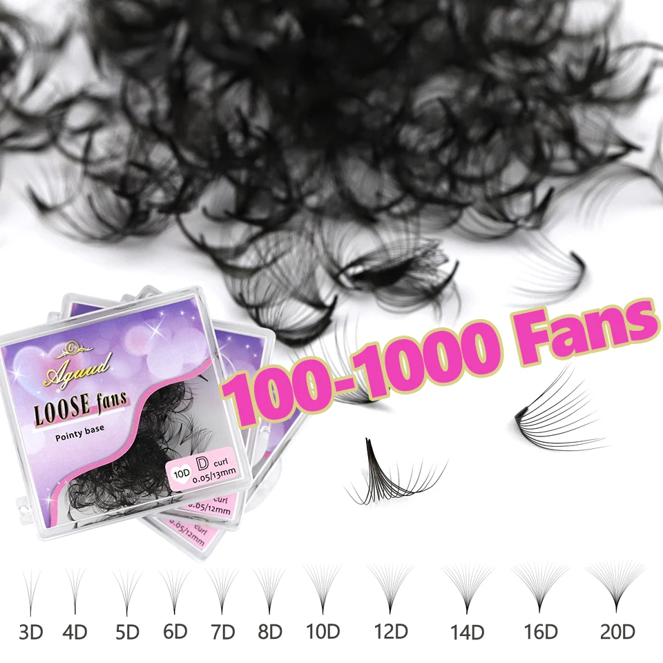 

AGUUD 5D 6D 7D10D 12D Loose Fans Lashes Premade Russian Volume Fans Eyelash Extensions Pointy Base Narrow Stem Loose Fans Cilios
