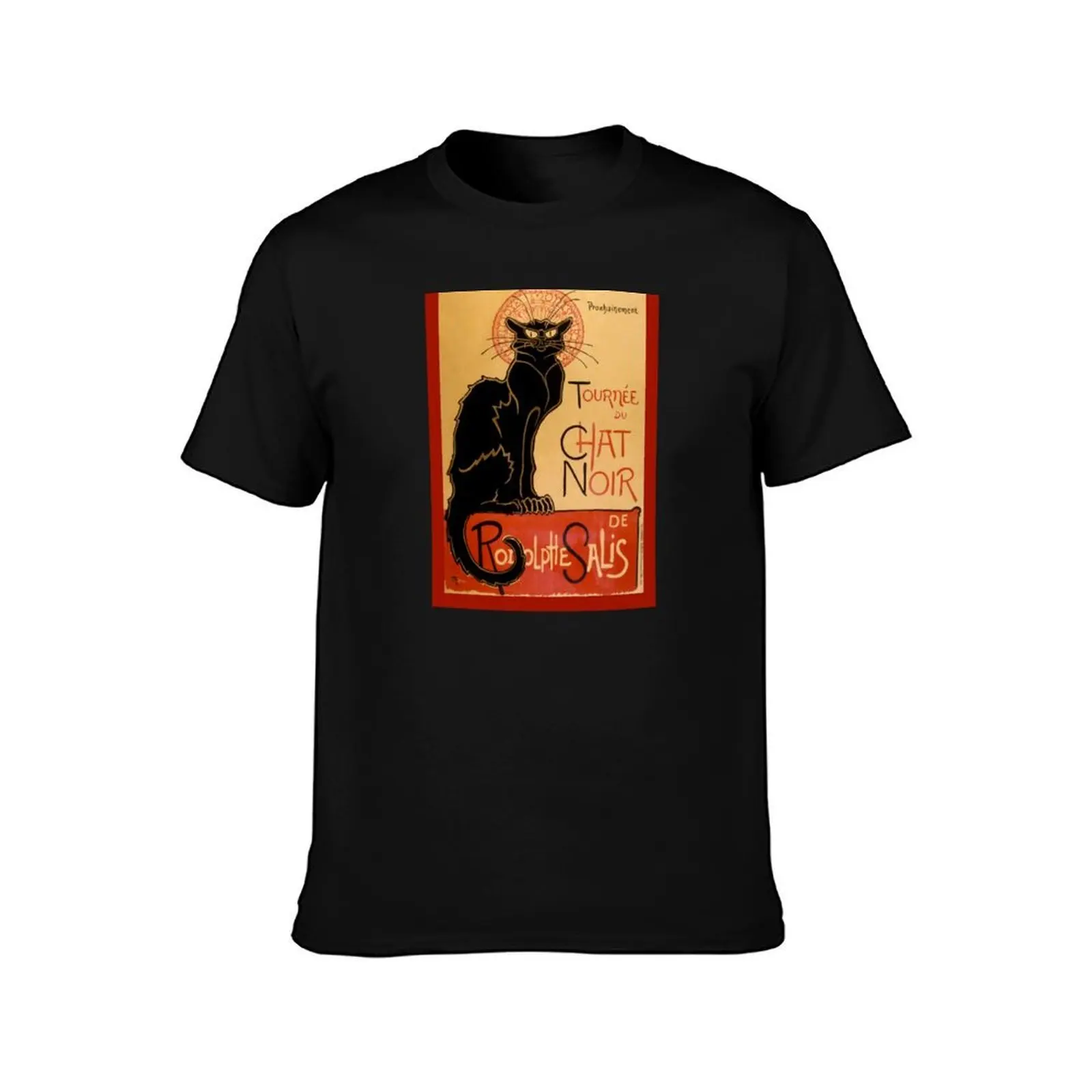 Poster La tournée du Chat Noir T-Shirt, Summer Casual Cotton Tee, Oversized Streetwear Tops, Vintage Graphic Print, 100% Cotton