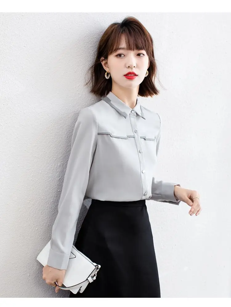 Chiffon Shirt Long Sleeved Women's Spring and Autumn New Autumn and Winter Shirt Base Small Shirt Fashionable Western-style Top