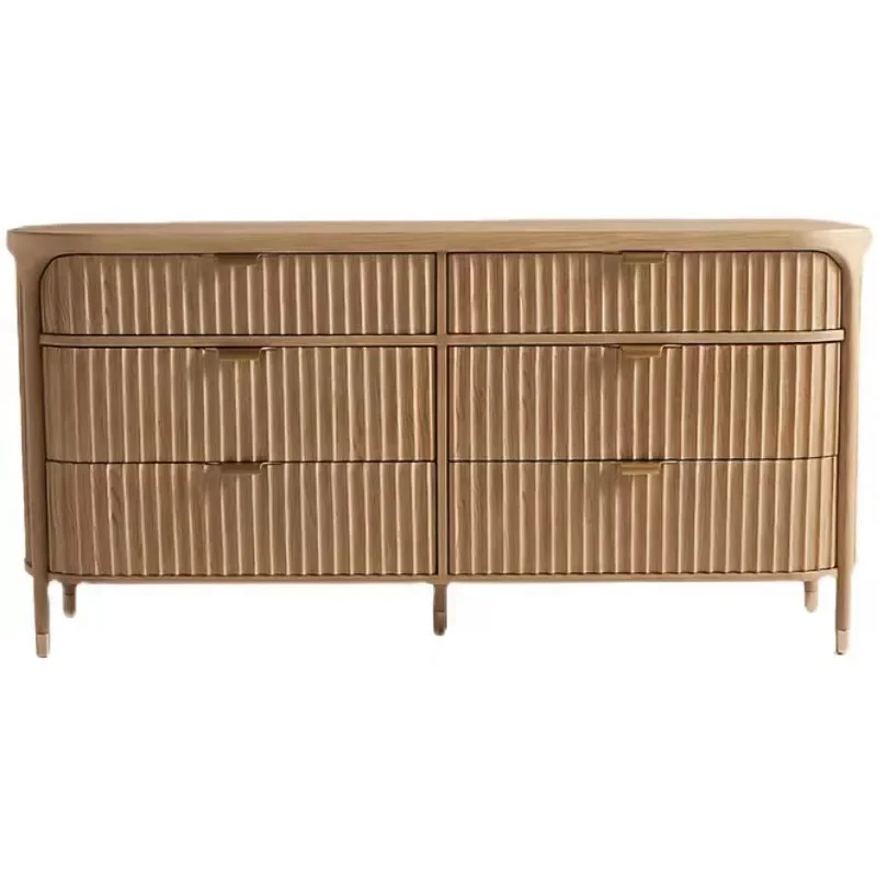 

American light luxury six-chest cabinet modern simple living room bedroom porch storage side cabinet French retro solid wood