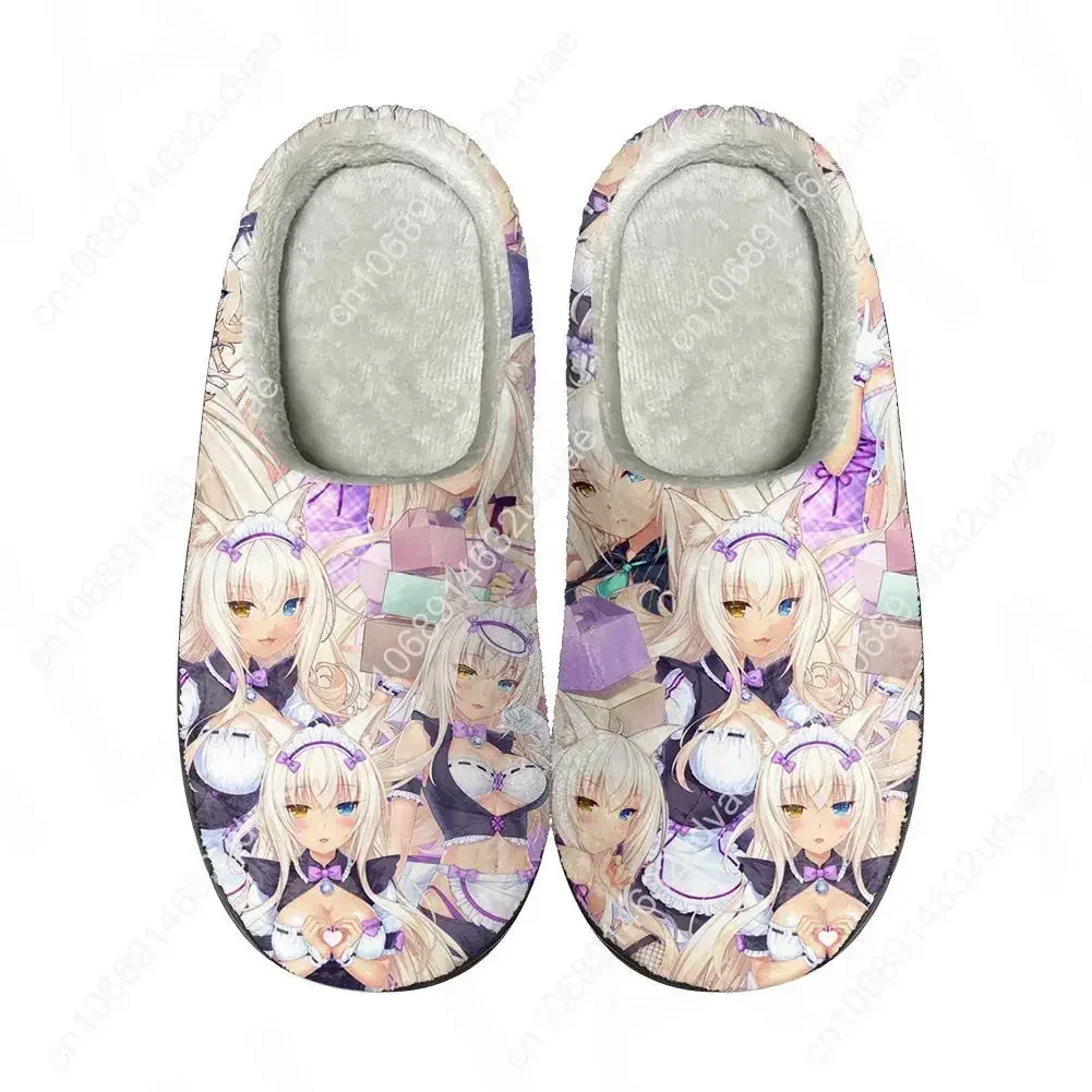 Nekopara Chocola Vanilla Home Cotton Custom Slippers High Quality Men Women Plush Fashion Casual Keep Warm Shoes Thermal Slipper
