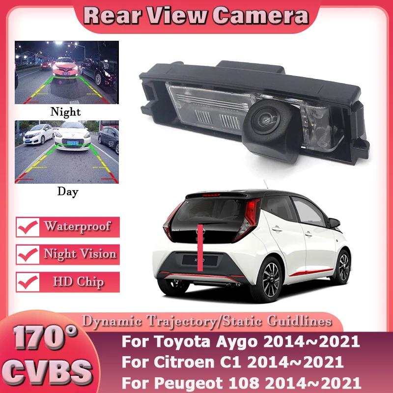 

HD CCD Night Vision Auto Rear View Camera Car Reverse Parking Camera For Toyota Aygo For Peugeot 108 For Citroen C1 2014~2021
