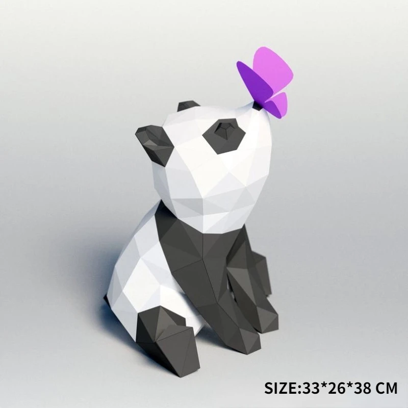 Panda Paper Model Home Decor Wall Decorations Desk Table Ornament Papercraft 3D DIY Hand Made Puzzles Toys Low Poly Sculpture