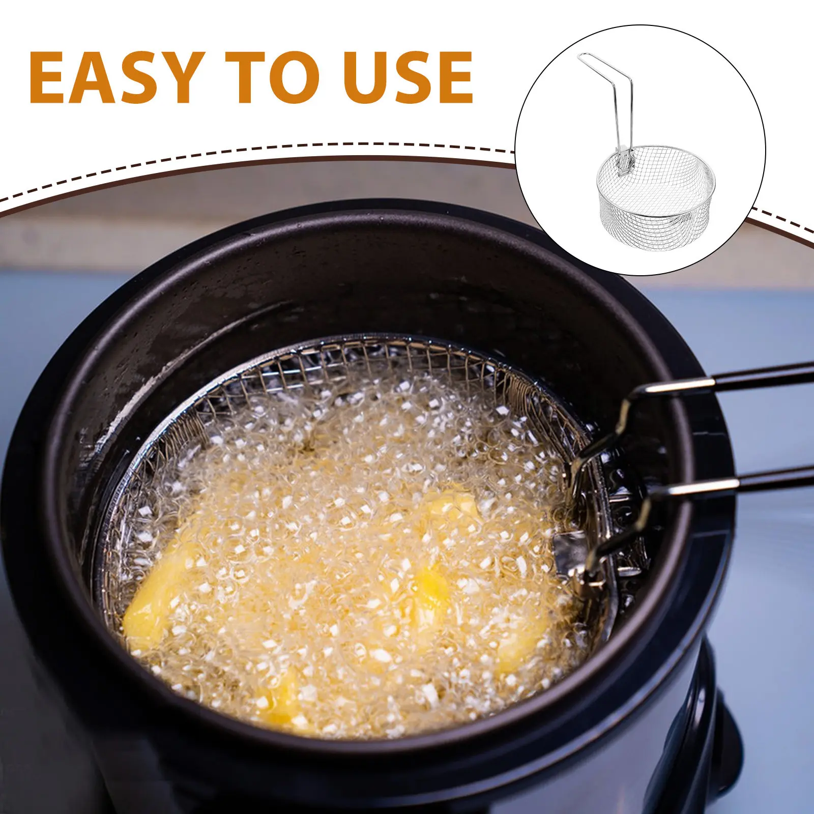 

Stainless Steel Frying Basket French Chip Frying Strainer Basket Food Fried Basket with Handle Wire Colander Nets Kitchen Fryer