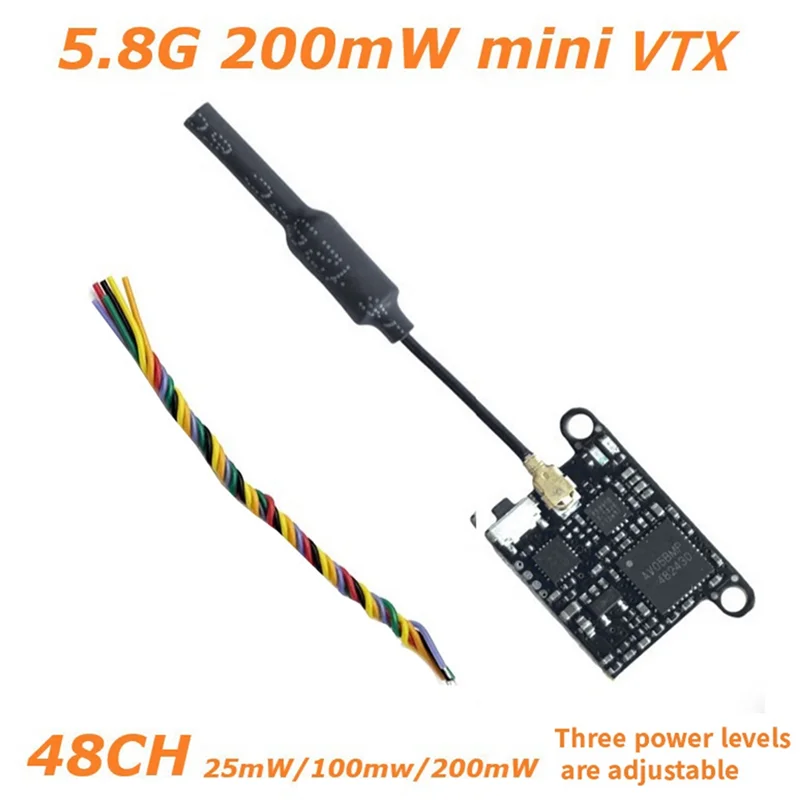 A52T 5.8G 200Mw VTX 48CH Analog Video Transmitter 25Mw/100Mw/200Mw Adjustable Power VTX For FPV RC Drone