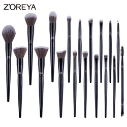 ZOREYA 18 Pcs Black  Makeup brushes Set Eyeshadow Foundation Blending Eyeliner Makeup Brush Set Shader Eyebrow brochas maquillaj