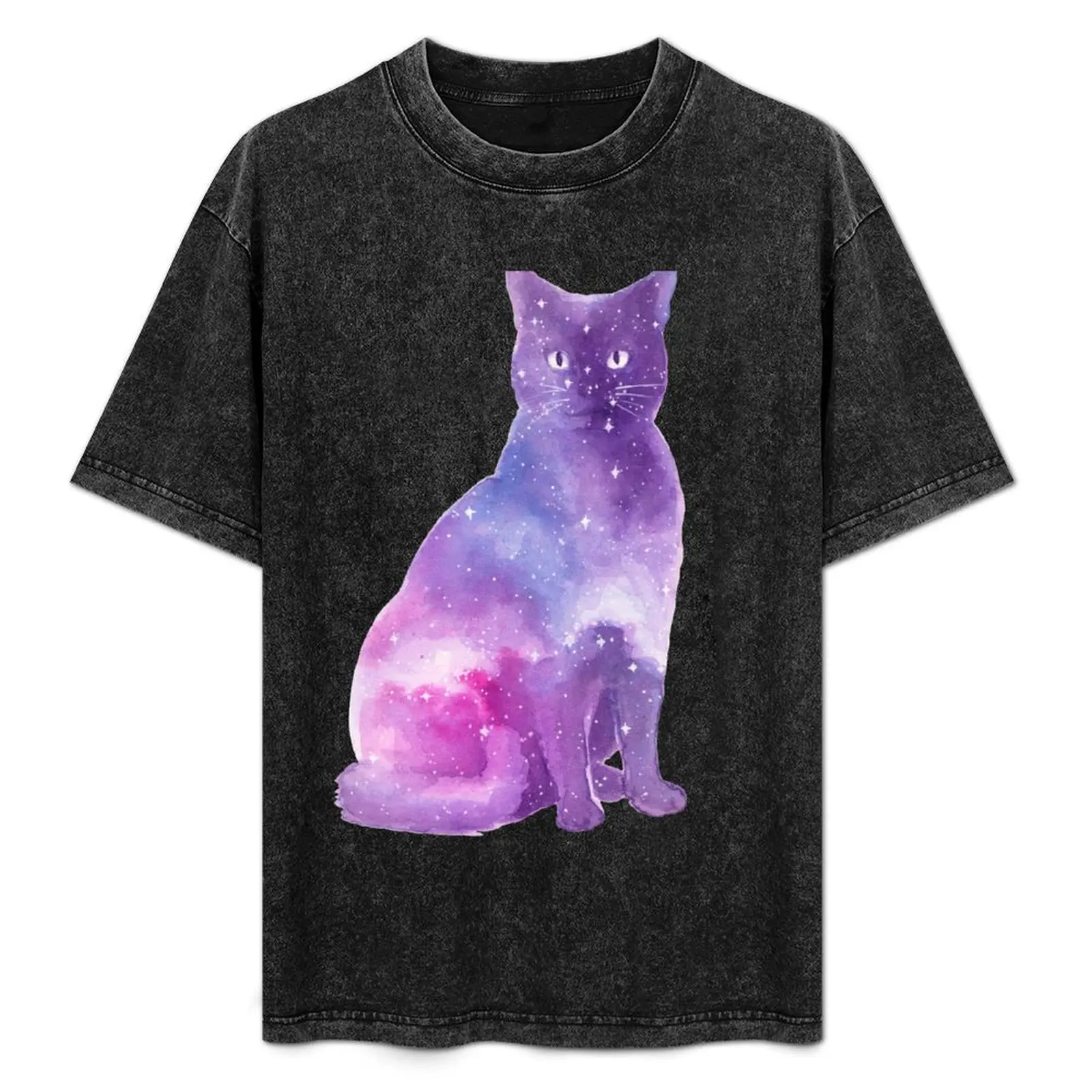 

Space Cat Watercolor T-Shirt cute clothes anime t shirts tops heavy weight t shirts for men