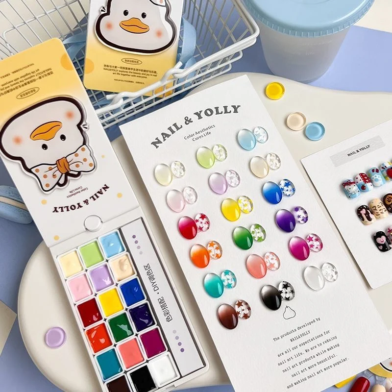 Paleta de Gel Degradê com 18 Compartimentos para Nail Art, Gel para Desenho de Unhas e Gel para Unhas Morda, Cores Macaron de Alta Saturação