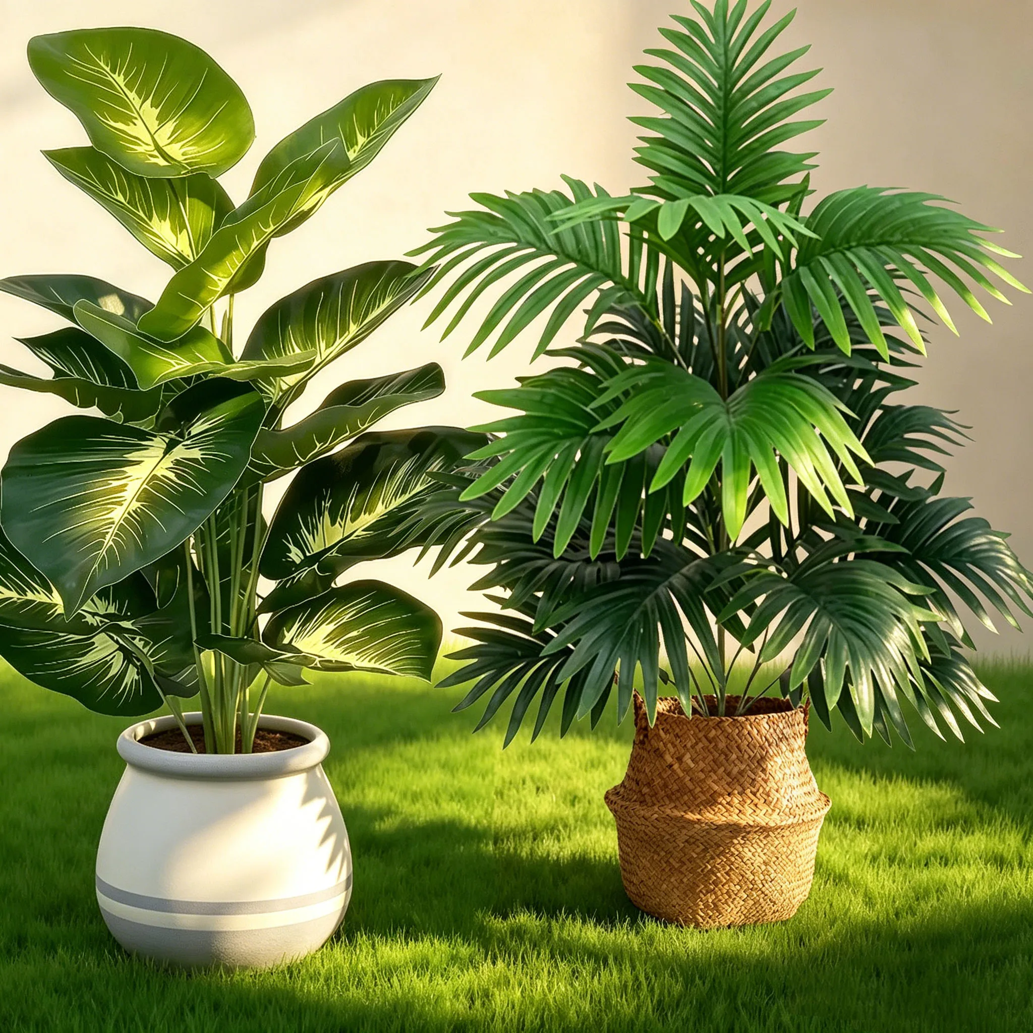 

3pcs All Weather Artificial Outdoor Foliage Plants Stable Faux Greenery for Villa Balcony Yard Permanent Scene Decoration H1620