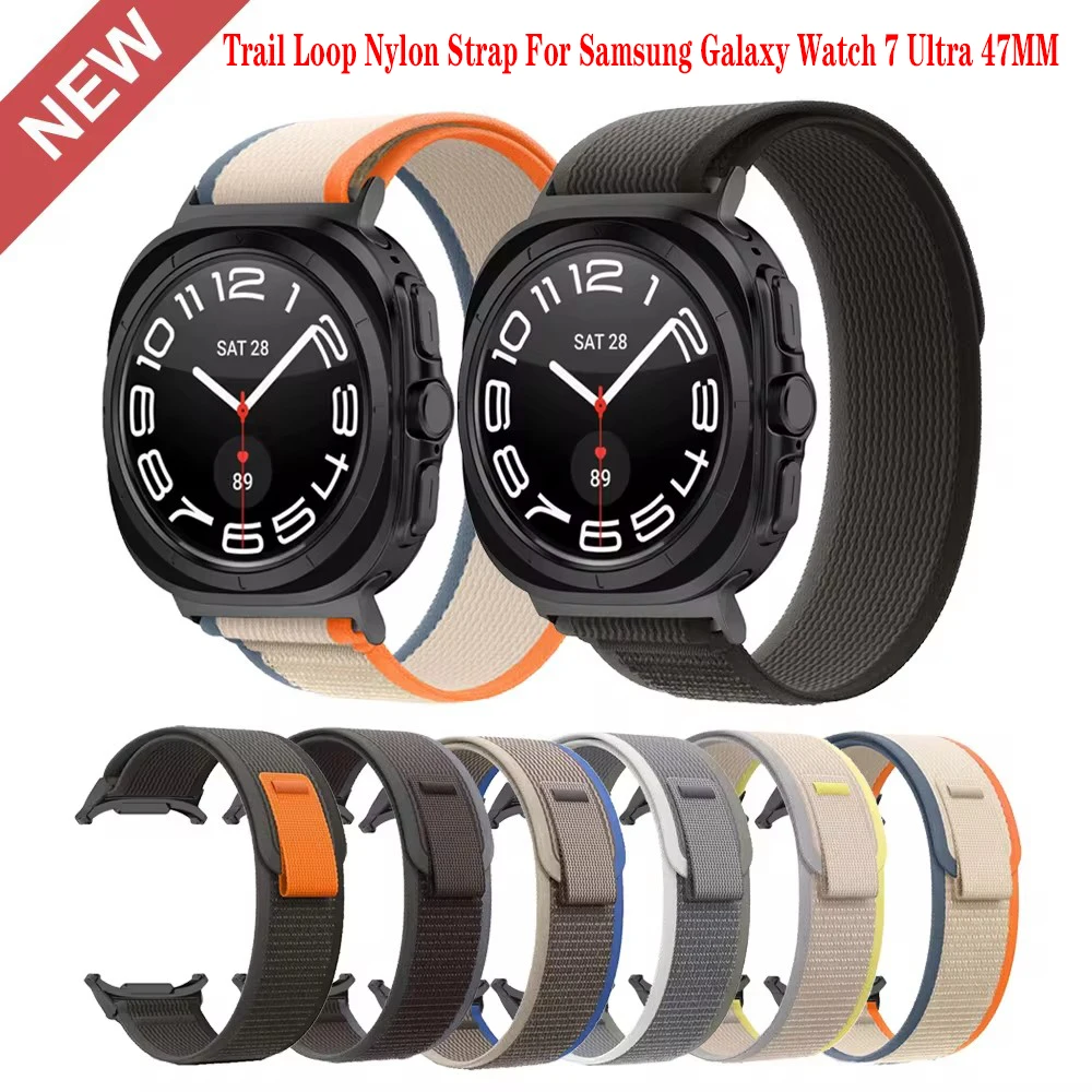 Trail Loop Nylon Strap For Samsung Galaxy Watch 7 Ultra 47mm Official No Gap Replace Wristband For Women Men Bracelet Sport Band