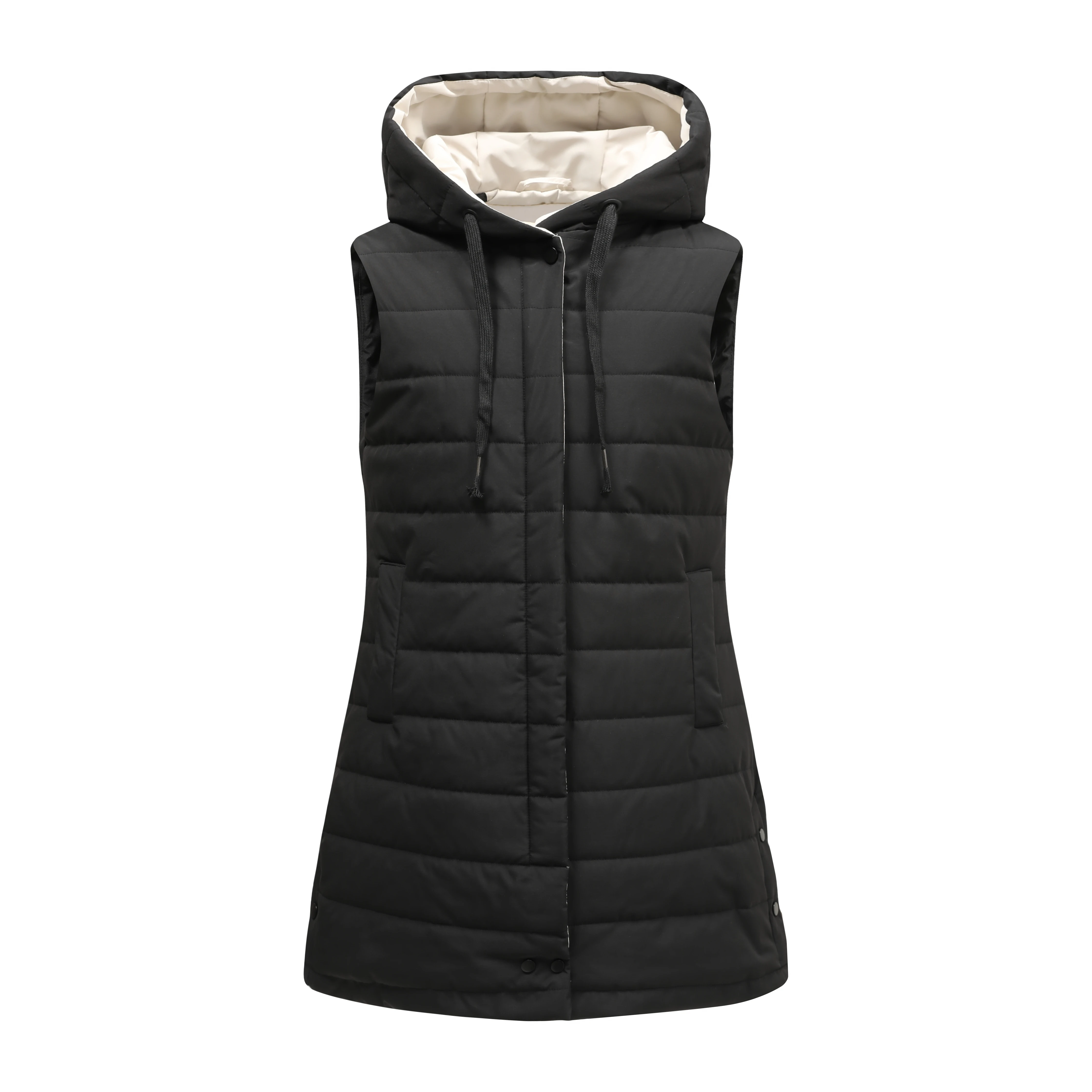 

Plus Size Women's Autumn Winter Hooded Vest Windproof Warm Sleeveless Zipper Jacket Outdoor Casual Outerwear Puffy Coat