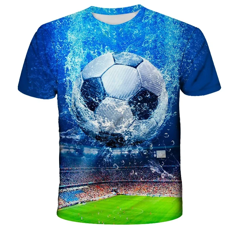 2025, Kinderkleidung für Kinder, 3D-Druck, Flamme, Fußball, Grafik-T-Shirts, Sommer, kurze Ärmel, Rundhalsausschnitt, Tops, T-Shirts für Kinder – Detail 3