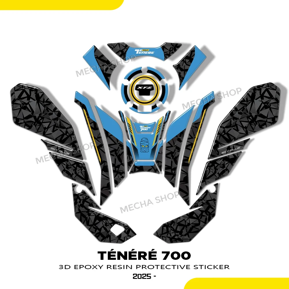 

Для Tenere 700 Tenere 700 Rally Ténéré 700 Icon Blue 2025 аксессуары для мотоциклов, комплект защитных наклеек на бак