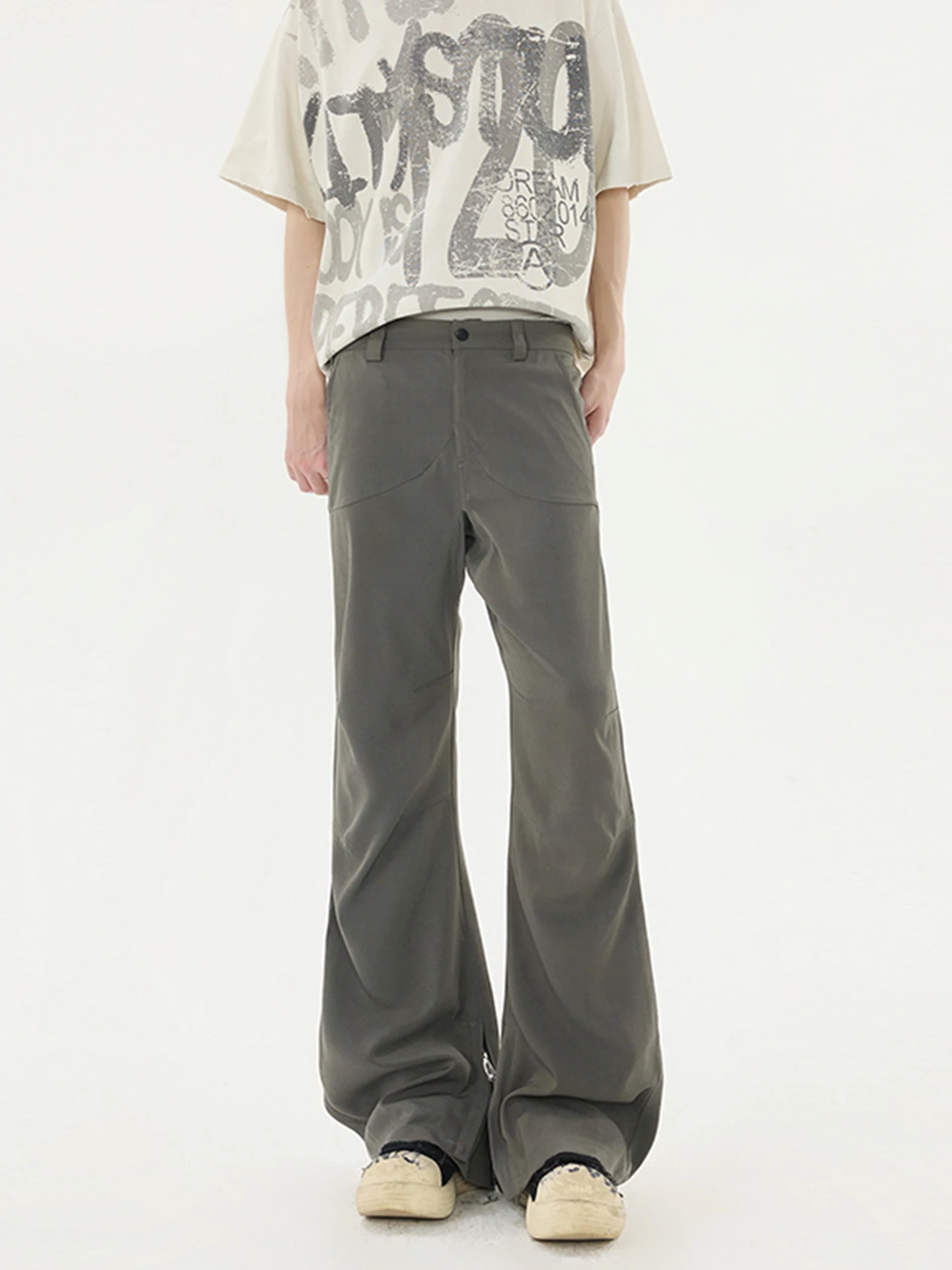 

ay een Men's Casual Pants Summer American Retro Drape CleanFit Zipper Silhouette Workwear Loose Straight Leg Zipper Decor