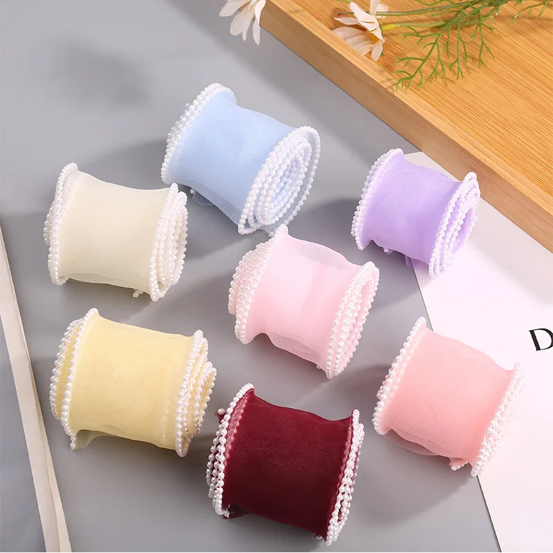 50 Yards 60MM Encipher Bead Edge Wavy Yarn Ribbon Hair Bows DIY Handmade Crafts Accessories Decor Gift Packaging Material 366