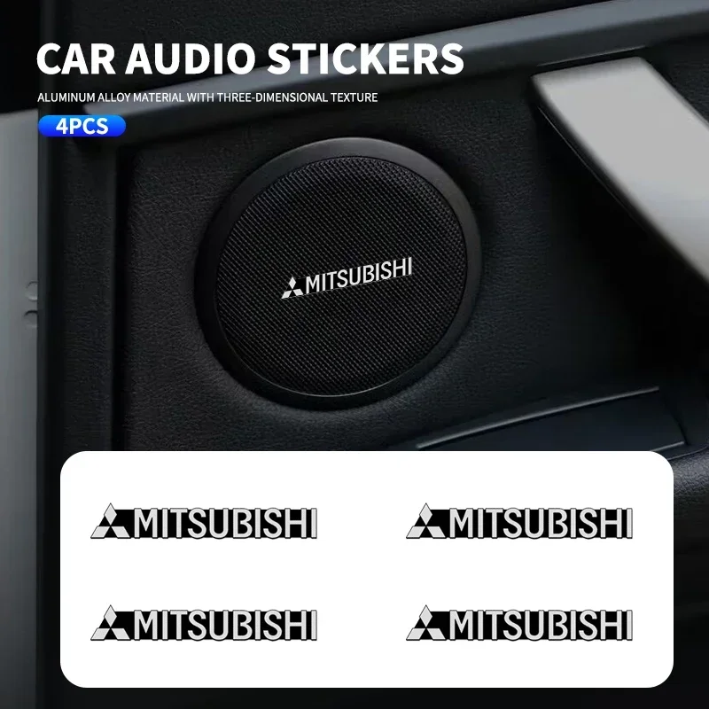 4pcs Car 3D metal Aluminum audio decorate Emblem Stickers for Mitsubishi lancer asx outlander pajero universal Auto Accessories