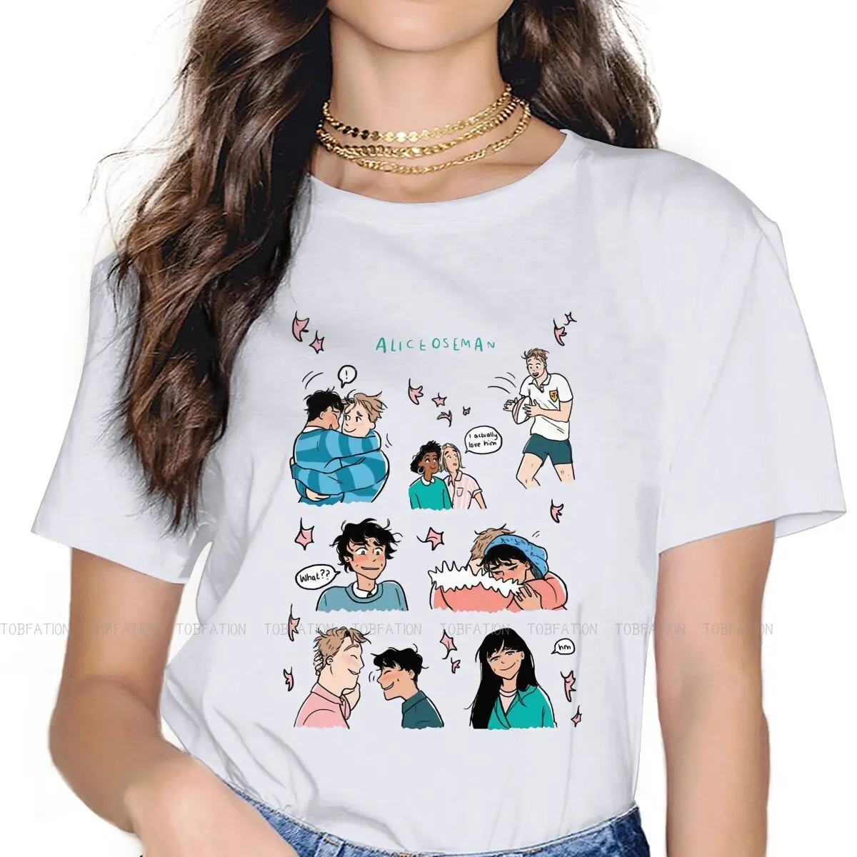 Alice Osman Charlie and Nick Book Series Female Shirts Heartstopper Sweet TV Series Women Tshirt Harajuku Casual Feminine Blusas