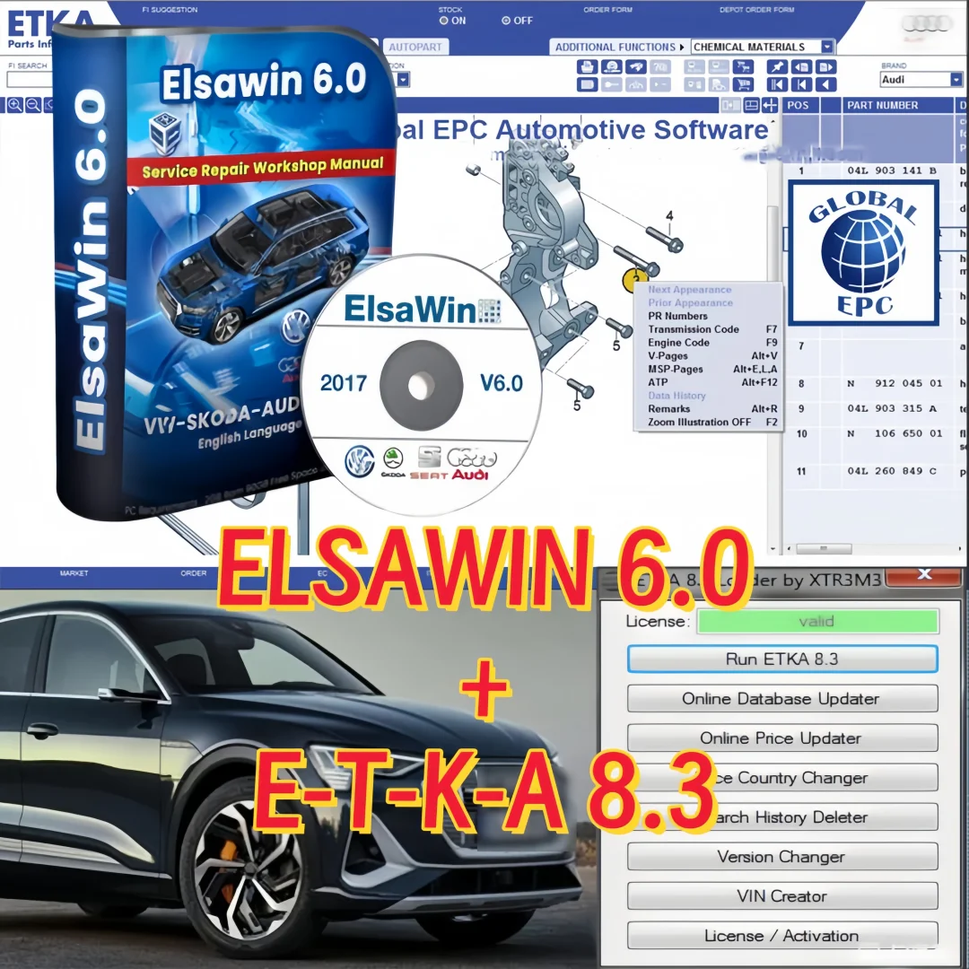 

2025 ELSAWIN 6.0 ET/K 8 .3 for A-udi+V-W Auto Repair Software Vehicles Electronic Parts Catalogue car carplay tools in 250gb hdd