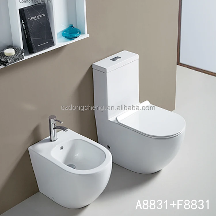 F8831 ceramic against wall design toilet bowl wholesale bidet with faucet