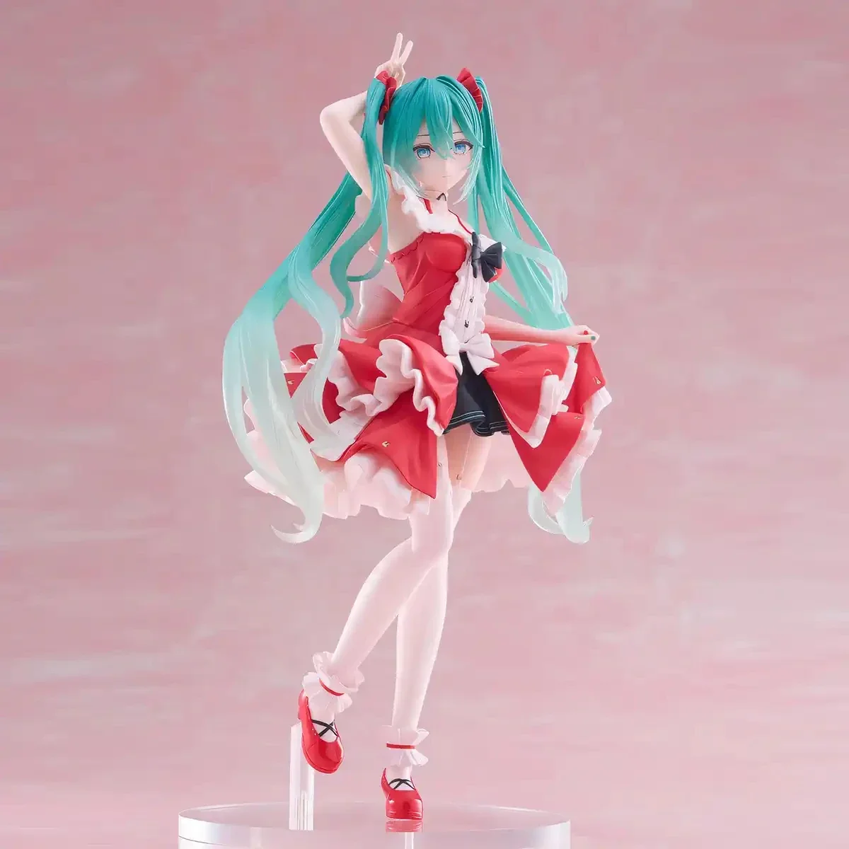 ตุ๊กตาขยับแขนขาได้ Hatsune Miku แท้18ซม. โมเดล Hatsune แฟชั่น Lolita PVC ของขวัญของเล่นเครื่องประดับตั้งโต๊ะสาวงาม