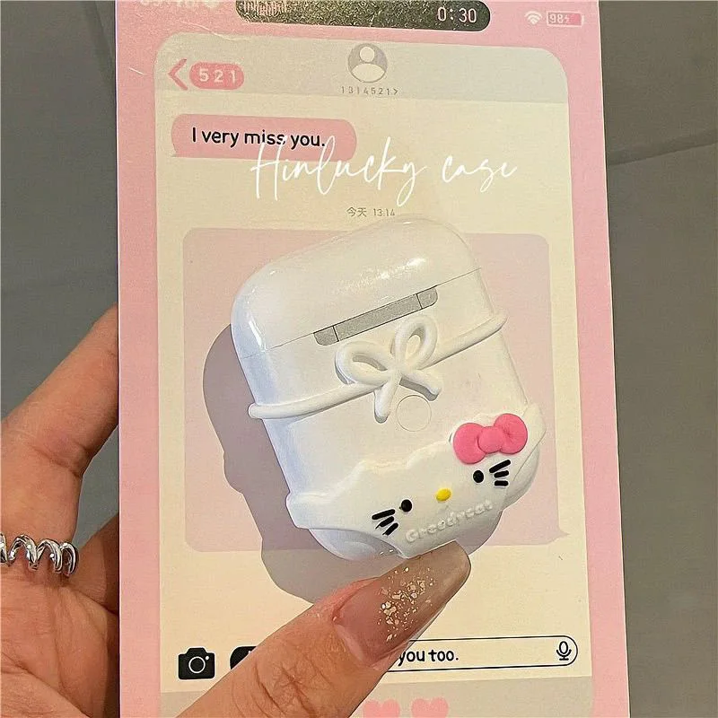 Miniso Hello Kittys Bikini AirPods Case Kawaii Anime  Airpods 1 2 3 Pro Silica Gel Creative Apple Earphone Cases Toys Girl Gifts