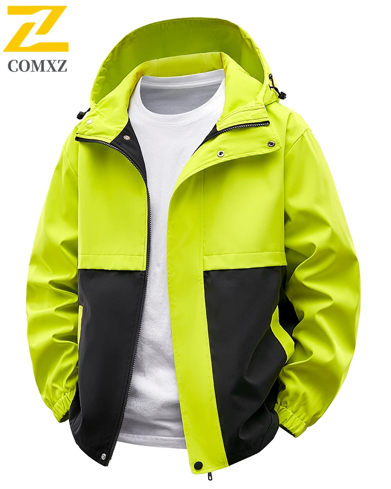 

Couple Charge Jacket 2025 Color Blocked Fashion Windproof Waterproof Breathable Hooded Jacket Outdoor Camping Hiking Zipper Coat