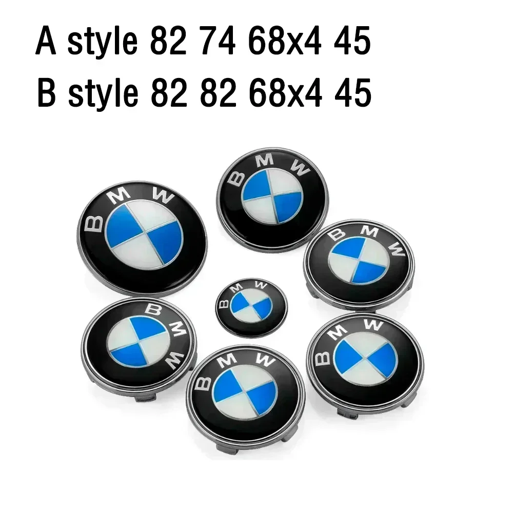 7Pcs Car Hood Front Rear Trunk Emblem Badge For BMW original Logo all black E36 E46 E53 E90 E60 E93 E87 G01 G20 X3 X5 F30 F20 X6