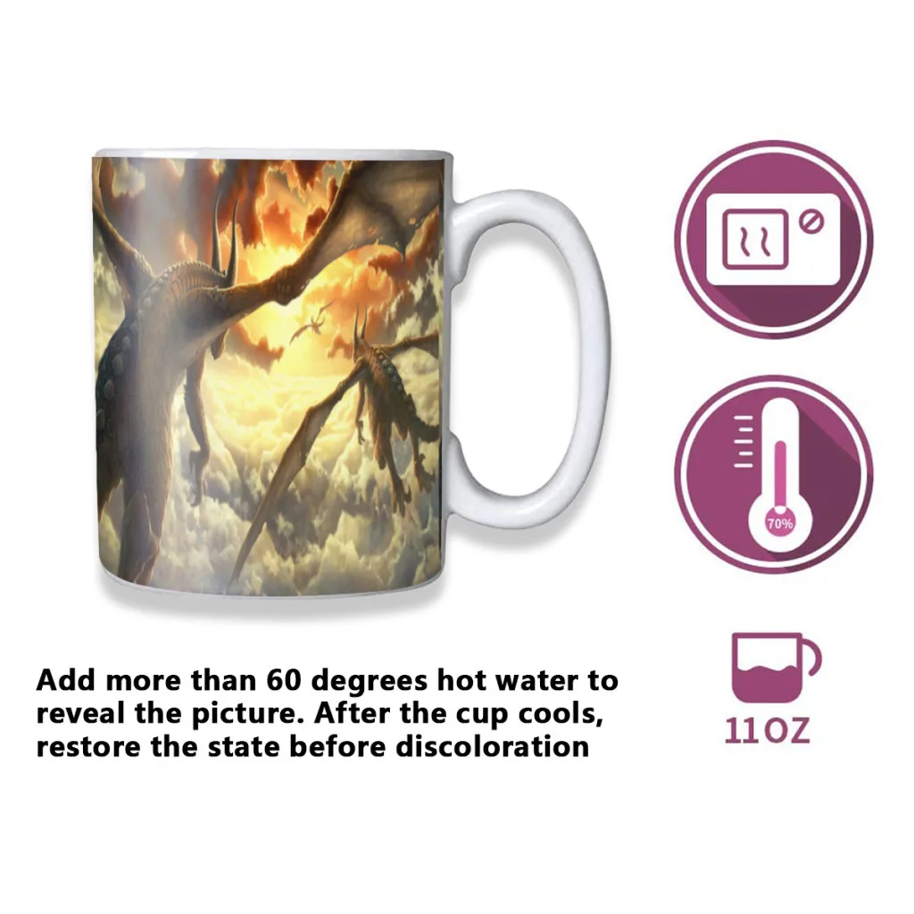 Nordic Fantasy Dragon Free shipping Mug Changing Color Ceramic Coffee Mugs Magic Tea Cup Best Gift