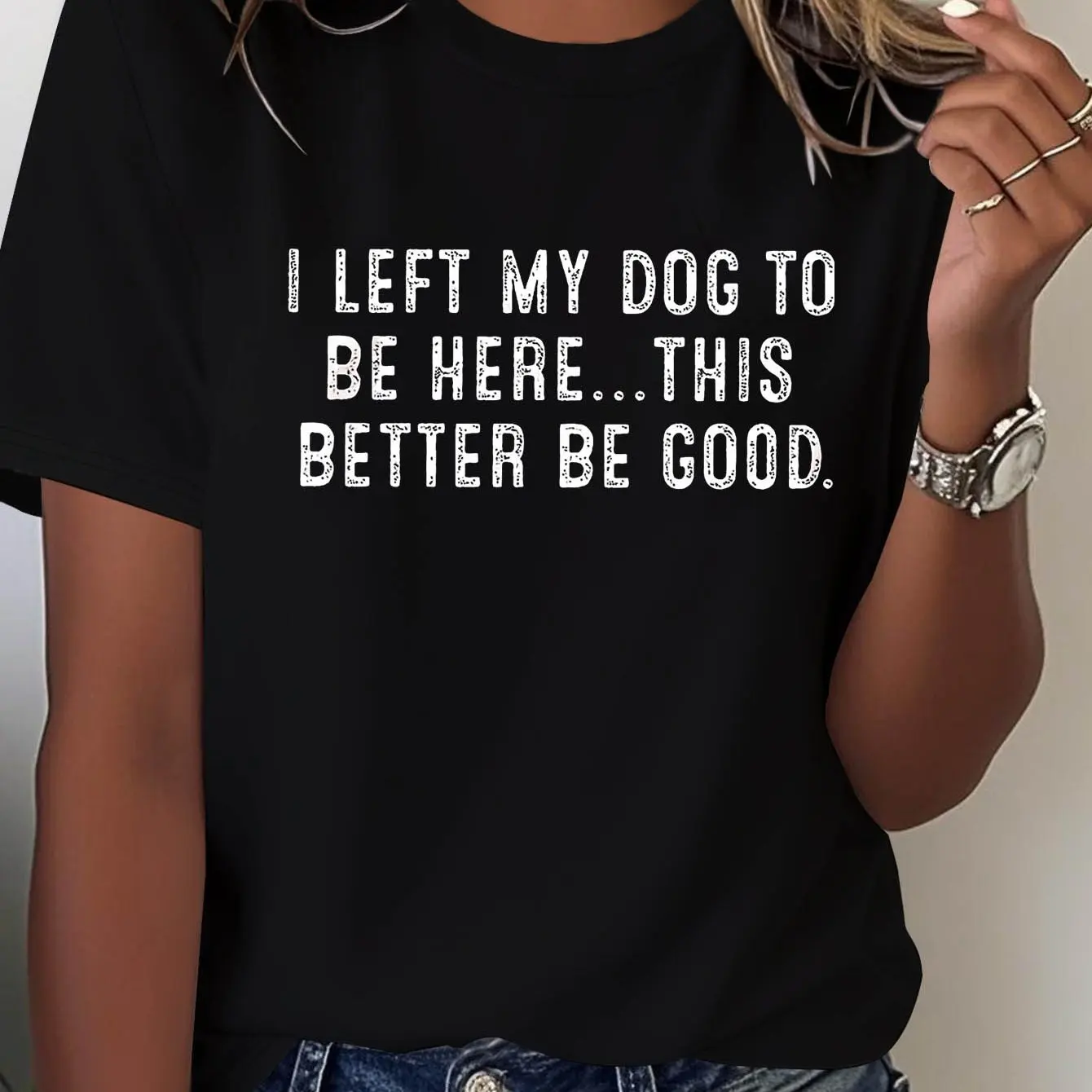 T-shirt confortable et décontracté pour femmes, motif humoristique exclusif Love Dog, printemps/été