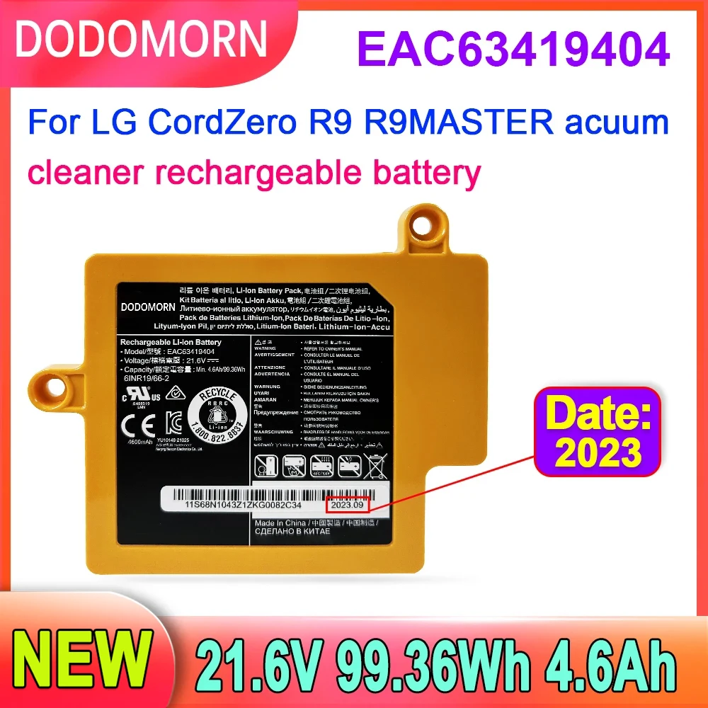 Bateria recarregável para LG CordZero, Ac63419404, R9 R9MASTER, AcVacuum Cleaner, EAC64578402 EAC64578401 EAC63419401, 4.2 Ah, Novo