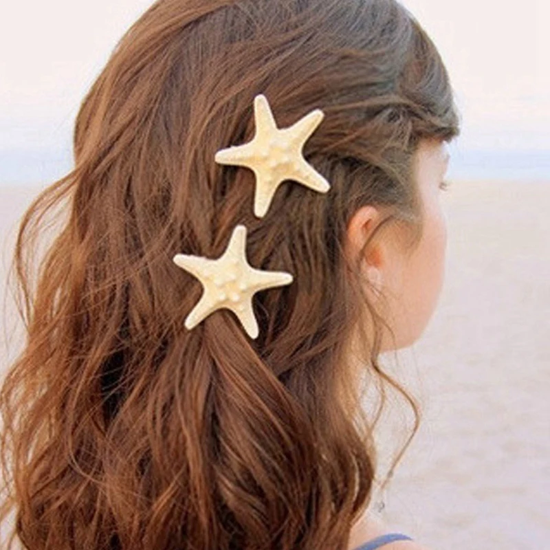 Épingle à cheveux étoile de mer pour enfants, coiffure fille mignonne, taille aléatoire et document, 2 pièces