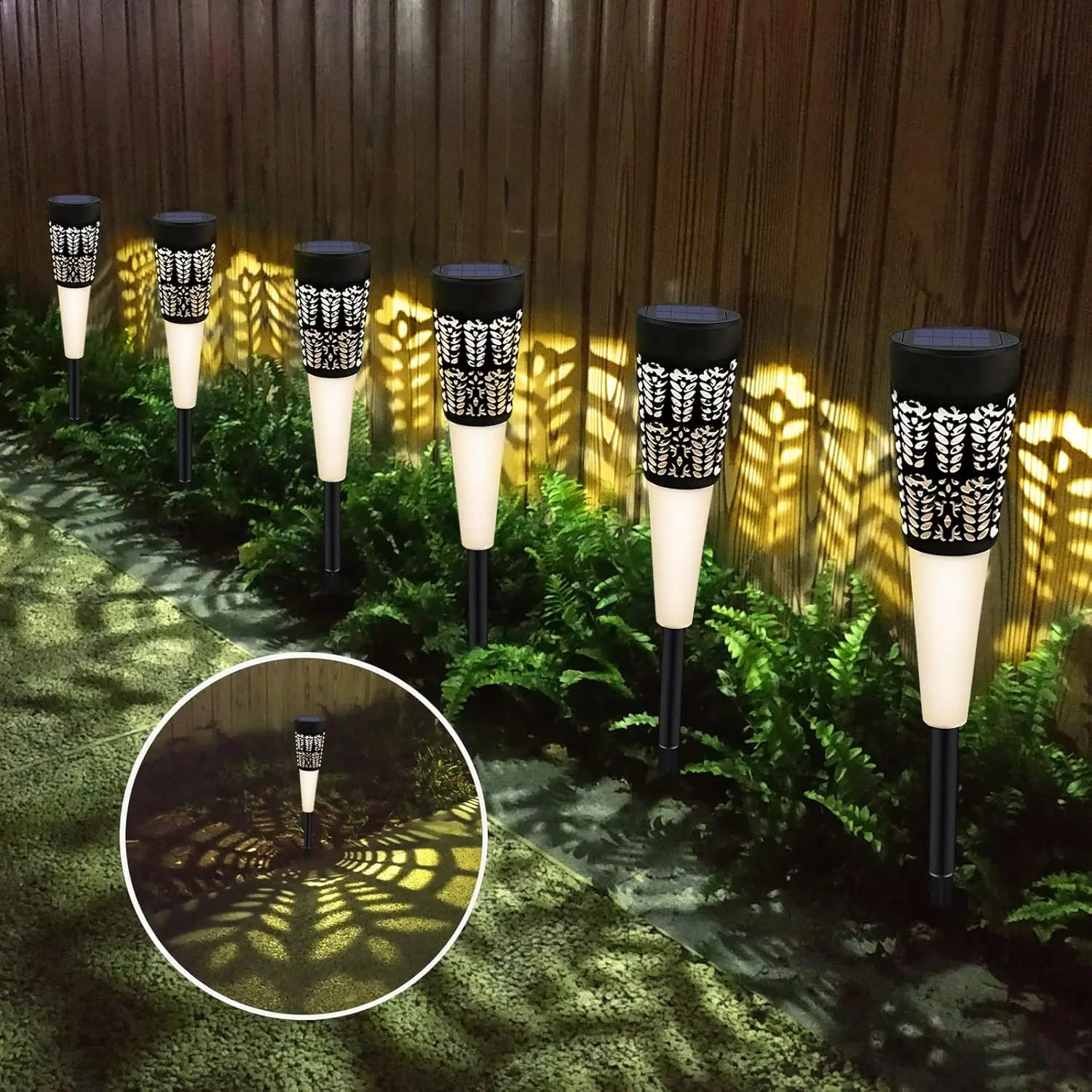 LED Solar Pathway Lights Warm White Outdoor Solar Lights Waterproof Solar Powered Lights for Yard Patio LED Christmas Decoration