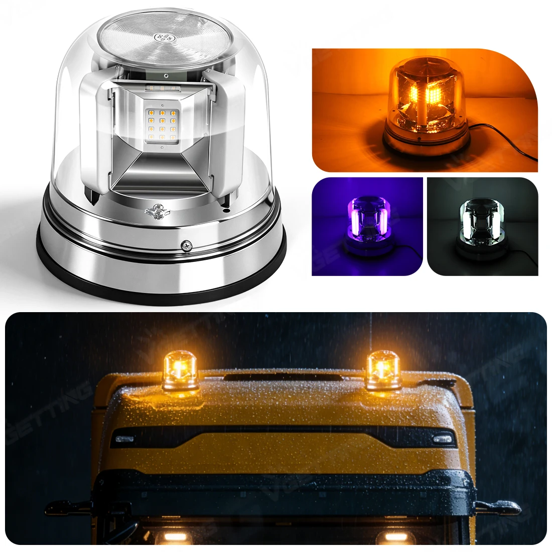 

Upgraded New 48LED 360° Rotating Strobe Warning Light Yellow White Purple Flash Beacon Emergen Safety Traffic Signal Lamp 10-30V