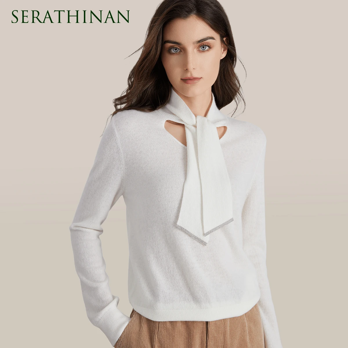 BC966 เสื้อผ้าผู้หญิงแบรนด์หรูคุณภาพสูงเสื้อสวมหัวถักเสื้อกันหนาวเสื้อผ้าแคชเมียร์ 94%