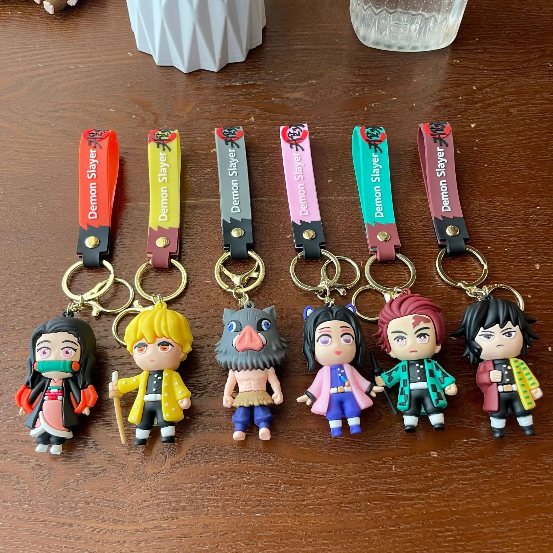 Demon Slayer Kimetsu No Yaiba Anime Blade of Ghost Keychain Cute Character Bag Pendant Car Key Fan Gift for Birthday Christmas