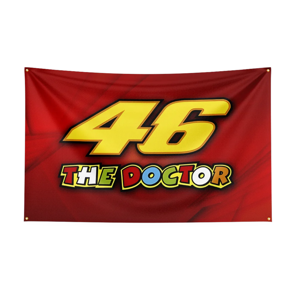 3x5 Ft Motorcycle Racing Doctor Flag Polyester Printing Banner for R-rossi Garage Wall Art Out Door Decoration With Grommets 46