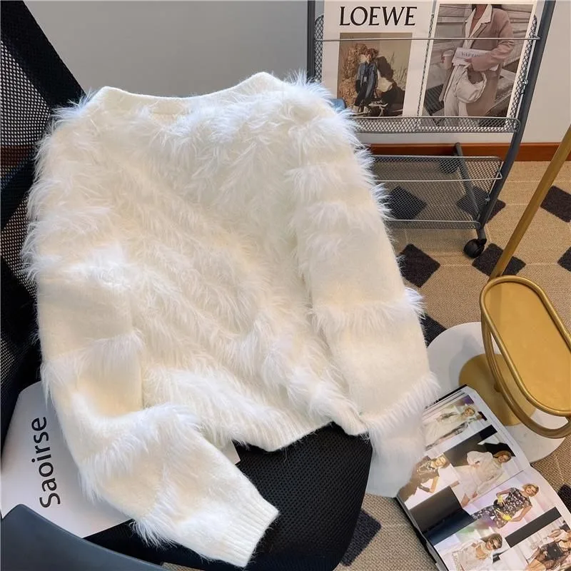 French Small Fragrance Coat Women Imitation Mink Velvet Early Spring 2024 New Gentle Pink Versatile Foreign Style Wool Cardigan