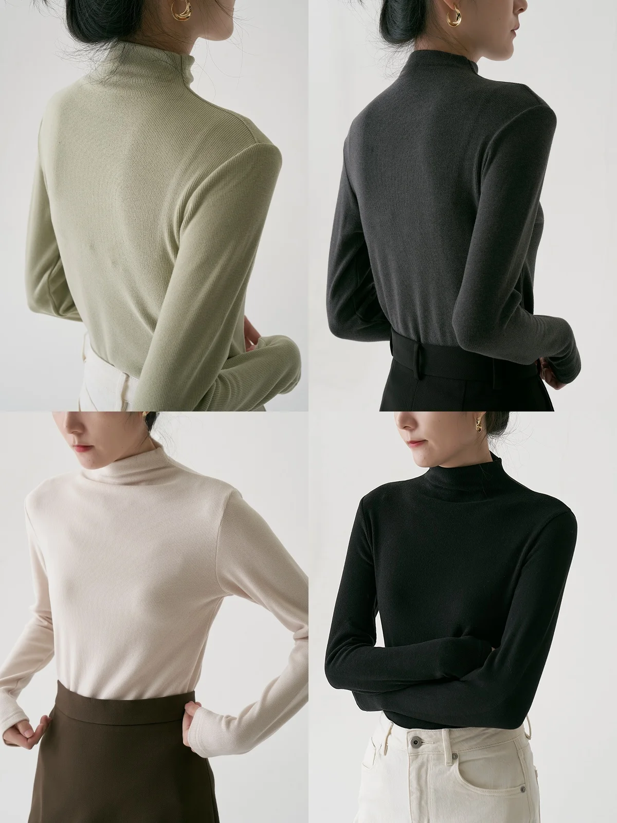 

Женская трикотажная основа Cloud-Like из кислотной шерсти с высоким воротником, теплая внутренняя одежда, топ, повседневный облегающий длинный све