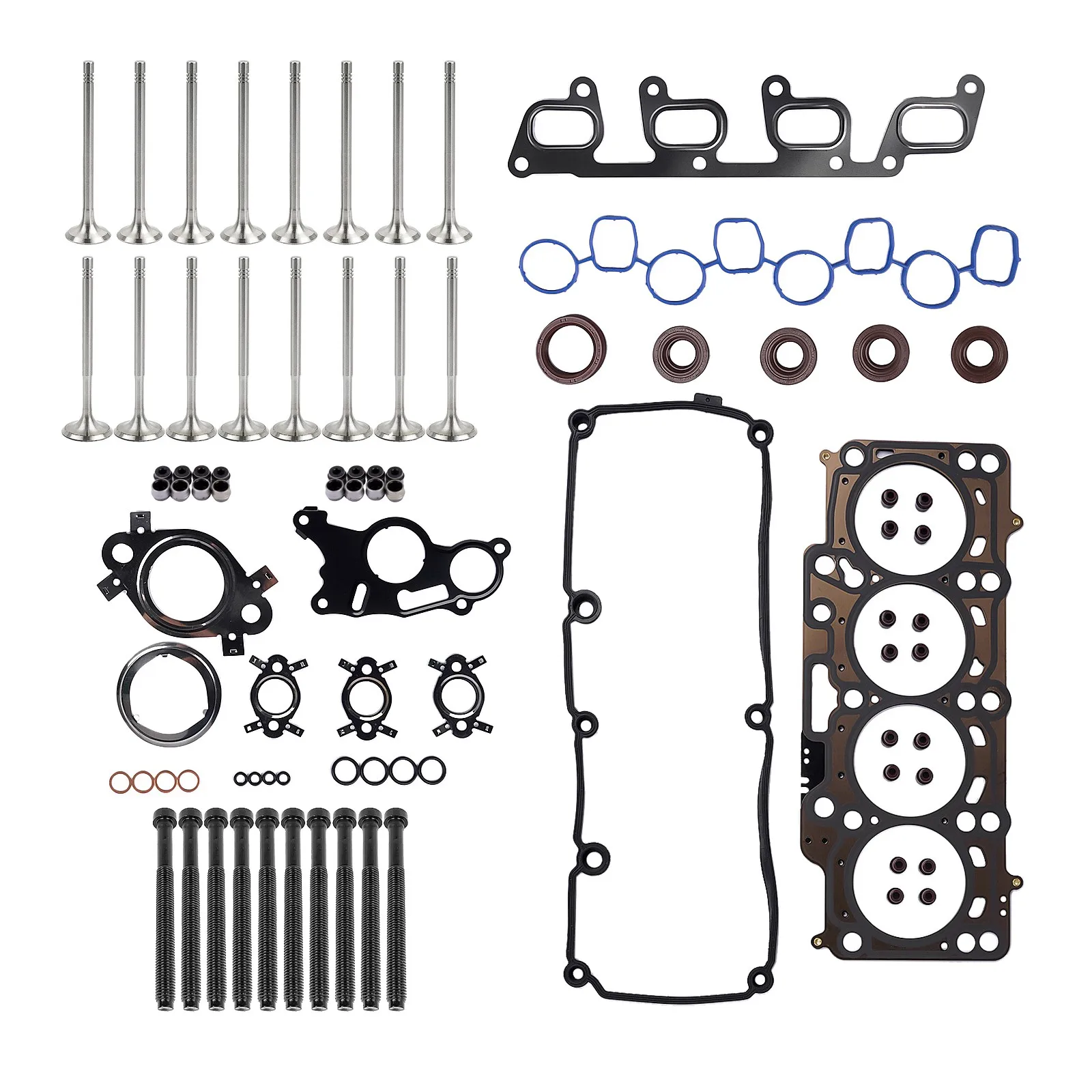 

AP01 Cylinder Head Gasket & Bolts & Valves Set For Audi A4 A6 VW Skoda Seat 2.0 TDI 03L103383AK, 03L103483C, 03L129717D, 06B109 675B, 03L103085C, 03L145215K, 03L131547N, WHT000884, WHT002131, 03L109601, 03L109611