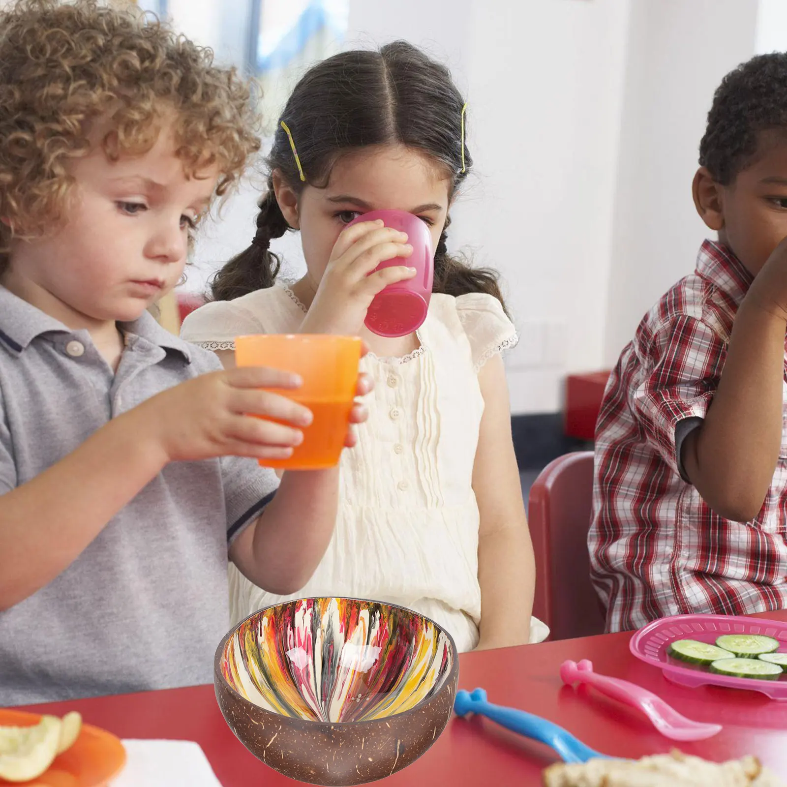 

Coconuts Bowl H Painted Natural Decor Key Storage Salad Soup Bowl Kitchen Accessory Gadget Container