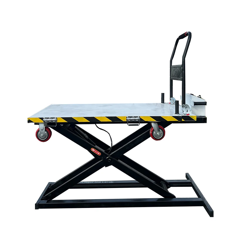 

Portable truck handling scissors, mobile flatbed, electric hydraulic lifting platform cart