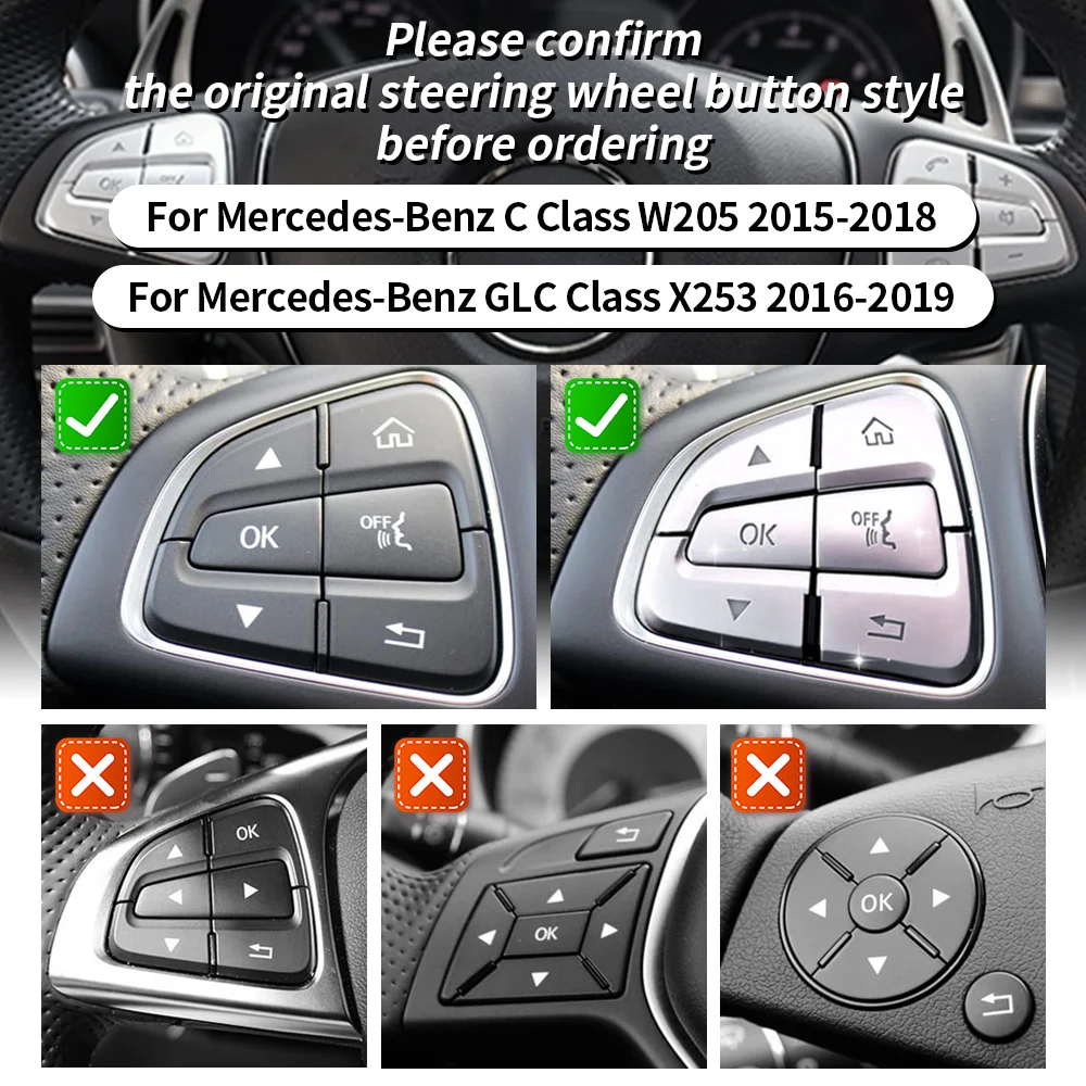 12pcs/set Car Steering Wheel Button Cover Trim sticker For Mercedes Benz GLC C Class W205 X253 car Accessories