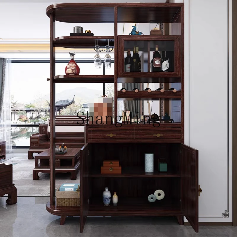 

SM living room partition new Chinese ebony multi-functional floor shoe cabinet solid wood screen storage cabinet