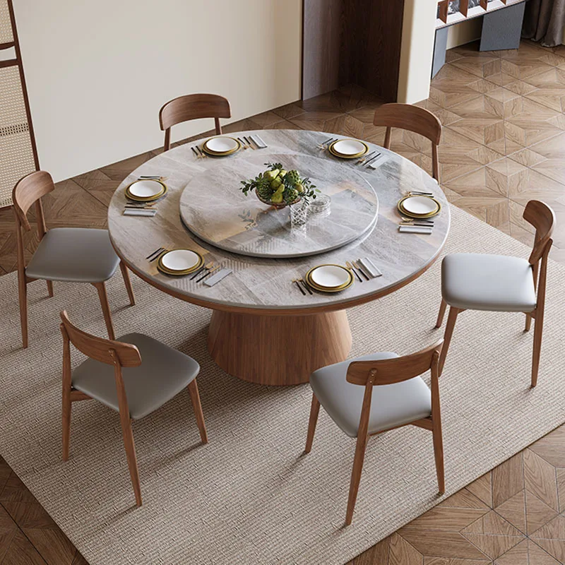 Industrial Luxury Dining Table Oval Turntable Train White Dining Table Extendable Chaire Mesa Plegable Kitchen Furniture